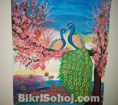 Peacock painting on art paper